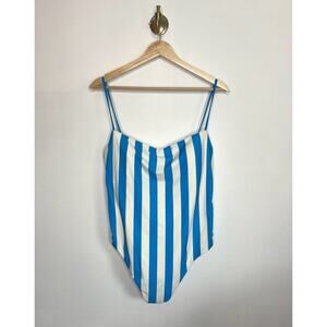 Shade & Shore Retro Blue Stripe One Piece Swimsuit
